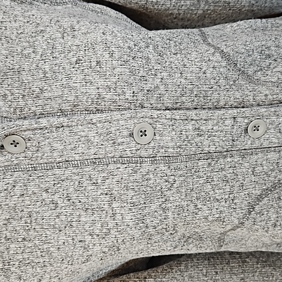 TALBOTS FLEECE MOCKNECK SWEATER COAT GRAY BUTTON DOWN SP PETITE POCKETS LIKE NEW - Picture 3 of 10